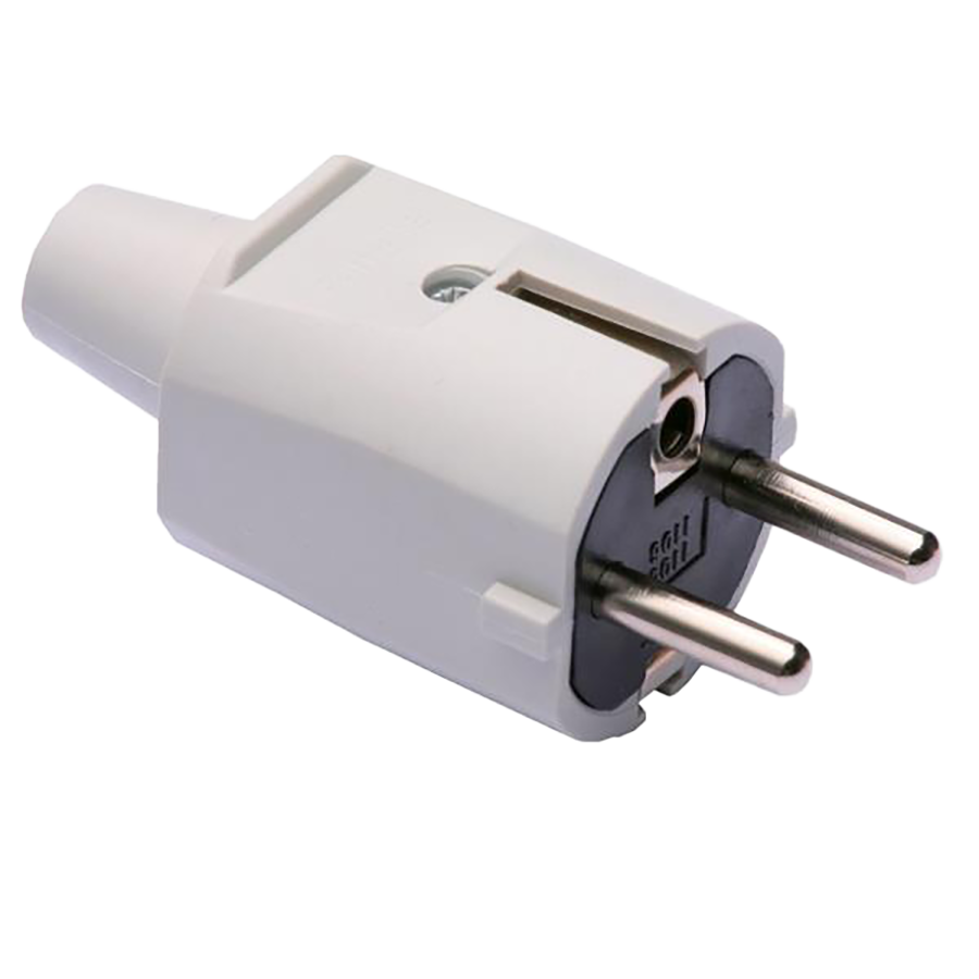 Fiche mâle PVC 10-16A blanc IP20