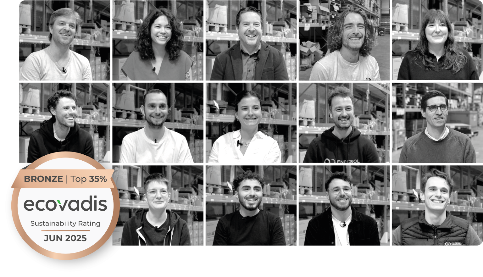 médaille de bronze Ecovadis et équipe Enecsol