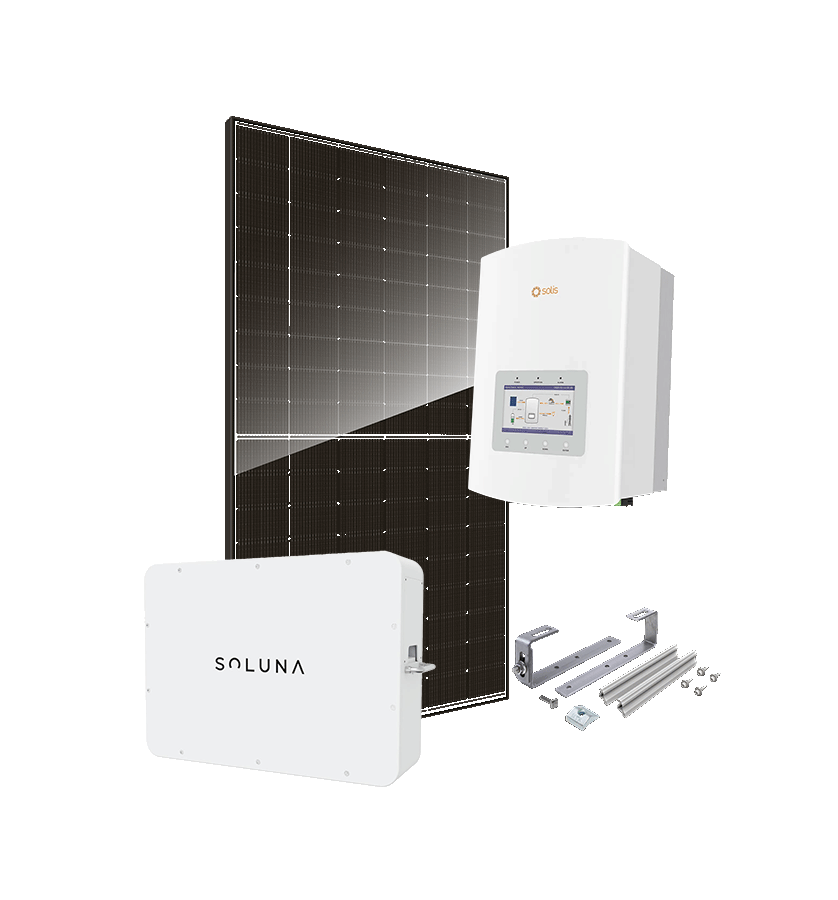Kit 9 kWc DAS SOLAR 500 et onduleur hybride SOLIS + SOLUNA 5kWh LV - Ardoise