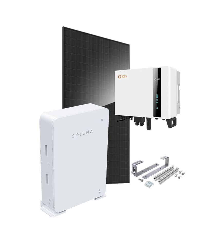 Kit 9 kWc JA SOLAR 500 et onduleur hybride SOLIS + SOLUNA 10kWh HV - Tuile