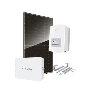 Kit 3 kWc DAS SOLAR 500 et onduleur hybride SOLIS + SOLUNA 5kWh LV - Ardoise