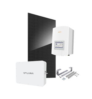 Kit 3 kWc JA SOLAR 500 et onduleur hybride SOLIS + SOLUNA 5kWh LV - Ardoise