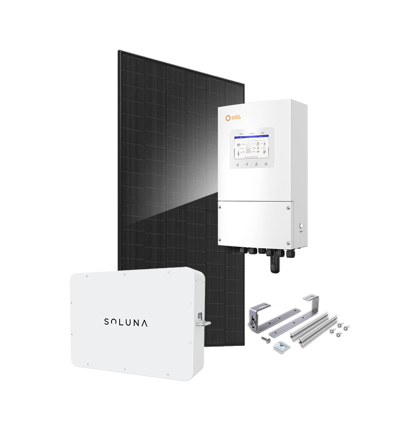 Kit 6 kWc JA SOLAR 500 et onduleur hybride SOLIS + SOLUNA 5kWh LV - Tuile