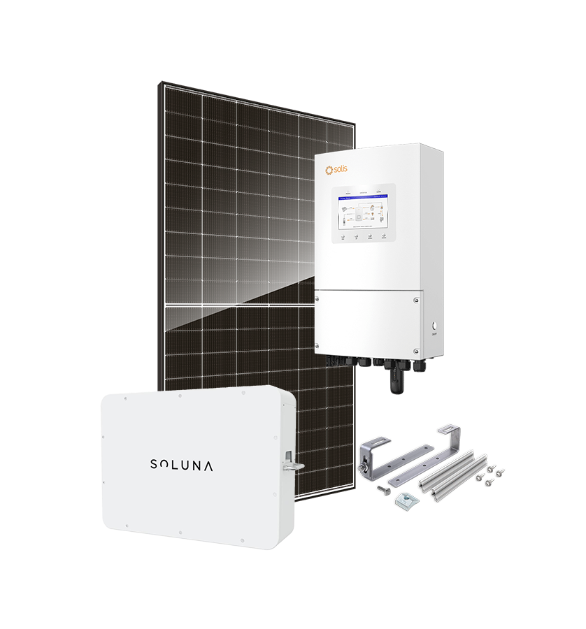 Kit 3 kWc DAS SOLAR 500 et onduleur hybride SOLIS + SOLUNA 5kWh LV - Ardoise