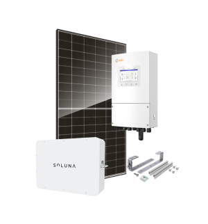 Kit 6 kWc DAS SOLAR 500 et onduleur hybride SOLIS + SOLUNA 5kWh LV - Ardoise